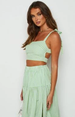 BB Exclusive Cosmos Crop Top Green Gingham Tops 10 BB Exclusive Cosmos Crop Top Green Gingham Tops