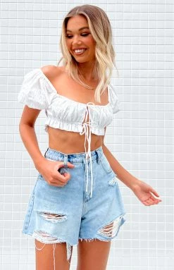 BB Exclusive Crave You White Crop Top Tops