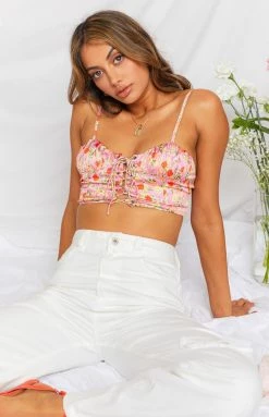 BB Exclusive Cressida Corset Red Print Tops