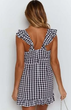 SNDYS Croatia Dress Black Gingham Dresses