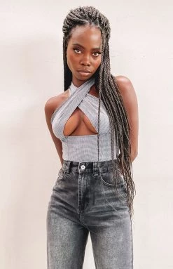 Tops Lioness Crossroads Top Houndstooth Black And White