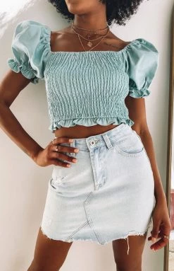 BB Exclusive Define Me Crop Top Blue Tops