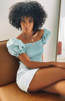 BB Exclusive Define Me Crop Top Blue Tops