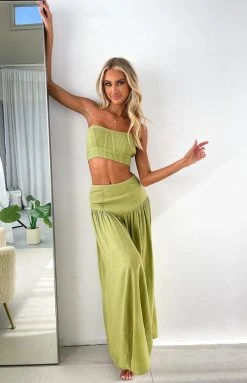 Beginning Boutique New Dalila Green Midi Skirt