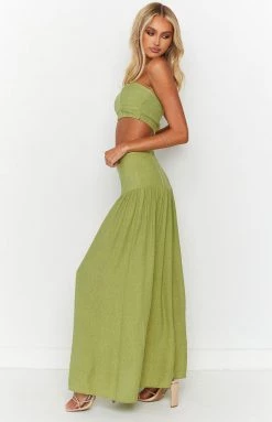 Beginning Boutique New Dalila Green Midi Skirt