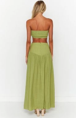 Beginning Boutique New Dalila Green Midi Skirt