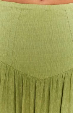 Beginning Boutique New Dalila Green Midi Skirt