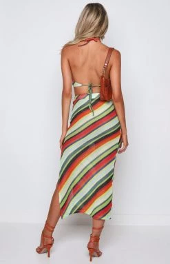Beginning Boutique Bottoms Dalta Green Striped Skirt