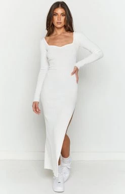 BB Exclusive Daniela White Knit Maxi Dress New
