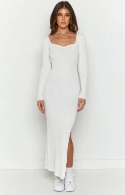 BB Exclusive Daniela White Knit Maxi Dress New