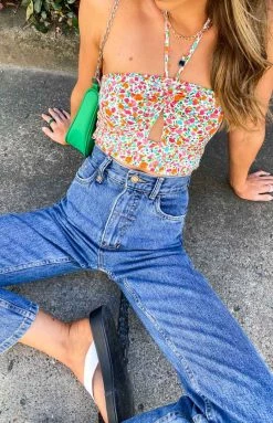 Beginning Boutique Davis Multi Floral Halter Top