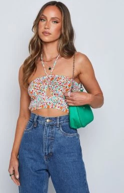 Beginning Boutique Davis Multi Floral Halter Top