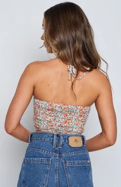 Beginning Boutique Davis Multi Floral Halter Top