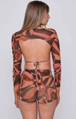 BB Exclusive Day For It Festival Mesh Top Brown Tops 12 BB Exclusive Day For It Festival Mesh Top Brown Tops