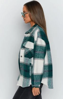Beginning Boutique Dazed Nights Tartan Shirt Jacket Green