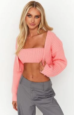BB Exclusive Debbie Pink Chunky Knit Cardigan 10 BB Exclusive Debbie Pink Chunky Knit Cardigan