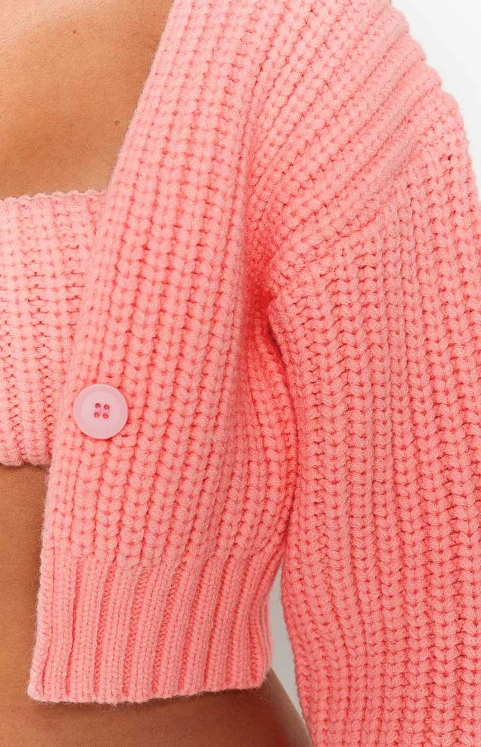 BB Exclusive Debbie Pink Chunky Knit Cardigan 7 BB Exclusive Debbie Pink Chunky Knit Cardigan