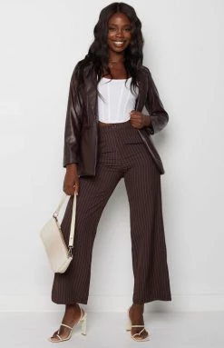 Beginning Boutique Deep Down PU Blazer Brown Outerwear