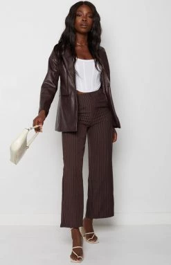 Beginning Boutique Deep Down PU Blazer Brown Outerwear