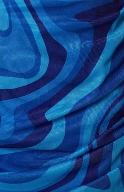 BB Exclusive Deleah Blue Mesh Side Ruched Dress