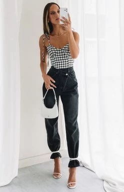Beginning Boutique Tops Deliah Gingham Crop Top