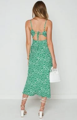 BB Exclusive Dresses Delphine Green Floral Midi Dress