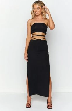 BB Exclusive Bottoms Delvie Black Maxi Skirt