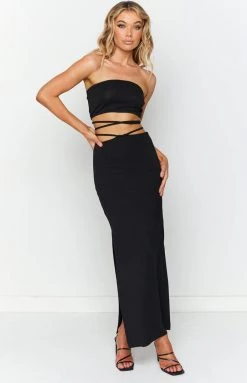 BB Exclusive Bottoms Delvie Black Maxi Skirt