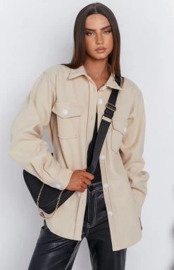 Beginning Boutique Denver Cream Shacket Outerwear