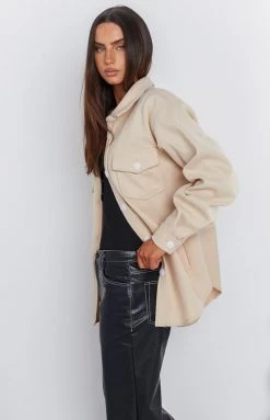 Beginning Boutique Denver Cream Shacket Outerwear
