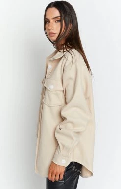 Beginning Boutique Denver Cream Shacket Outerwear