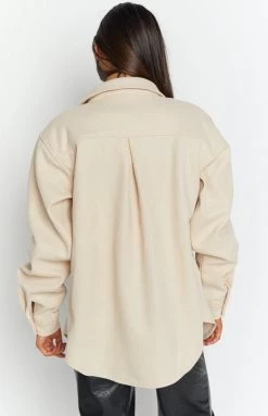 Beginning Boutique Denver Cream Shacket Outerwear