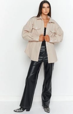 Beginning Boutique Denver Cream Shacket Outerwear