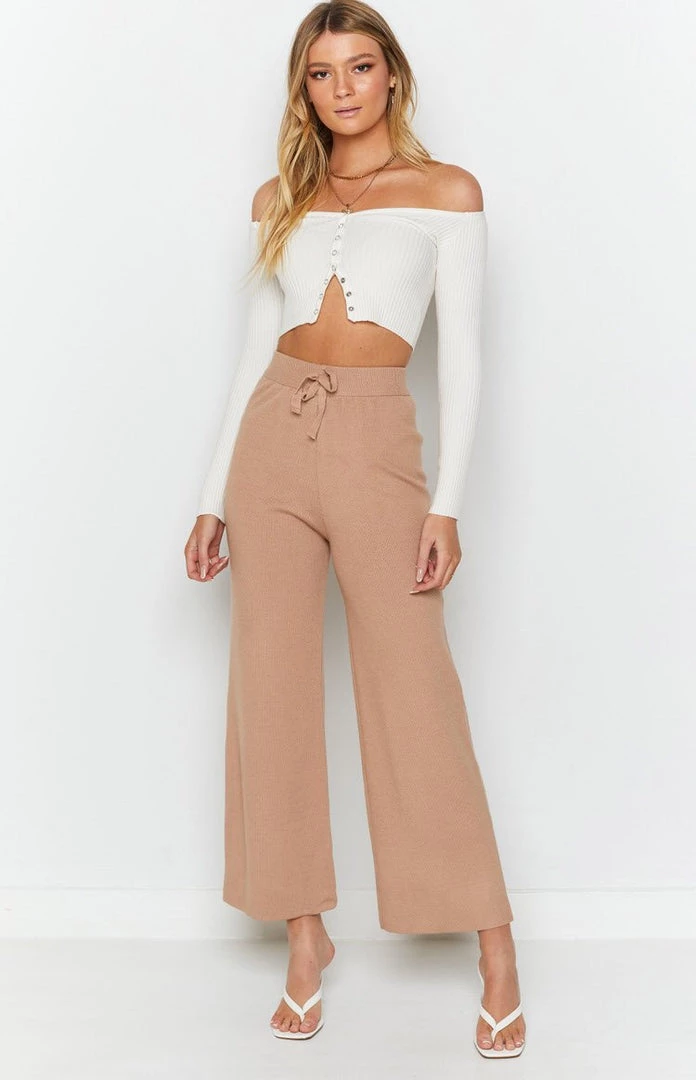 Beginning Boutique Diaz Knitted Pants Mocha Bottoms 3 Beginning Boutique Diaz Knitted Pants Mocha Bottoms