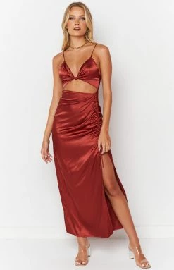 BB Exclusive Dionne Rust Twist Maxi Dress