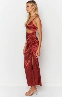 BB Exclusive Dionne Rust Twist Maxi Dress