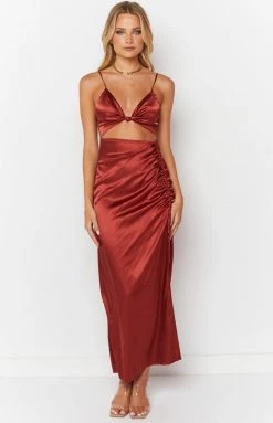 BB Exclusive Dionne Rust Twist Maxi Dress