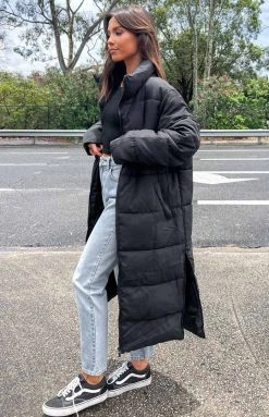 BBX Outerwear Distant Black Longline Puffer Jacket