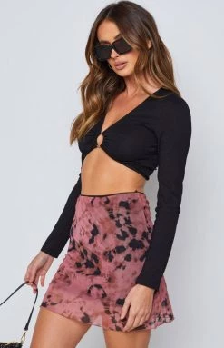 Beginning Boutique Divergent Printed Mini Skirt Pink Bottoms