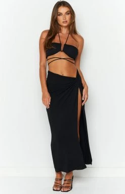 BB Exclusive Tops Dixie Black Halter Top