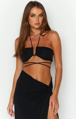 BB Exclusive Tops Dixie Black Halter Top