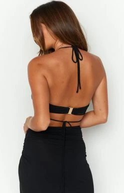 BB Exclusive Tops Dixie Black Halter Top