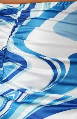 Beginning Boutique Dobyn Blue Printed Skirt Prom Dresses