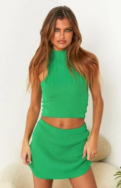BB Exclusive Dominica Green Rib Mini Skirt Bottoms