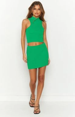 BB Exclusive Dominica Green Rib Mini Skirt Bottoms