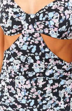 Beginning Boutique Dresses Dustyn Black Floral Mini Dress