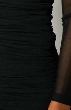 BB Exclusive Estee Long Sleeve Mesh Party Dress Black