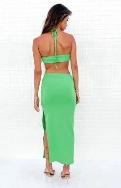 BB Exclusive Dresses Earthling Green Maxi Halter Dress