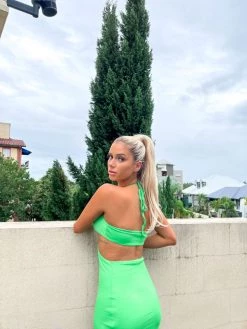 BB Exclusive Dresses Earthling Green Maxi Halter Dress