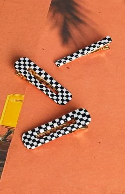 Eclat Check 3 PK Hair Clip Accessories